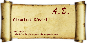 Alexics Dávid névjegykártya